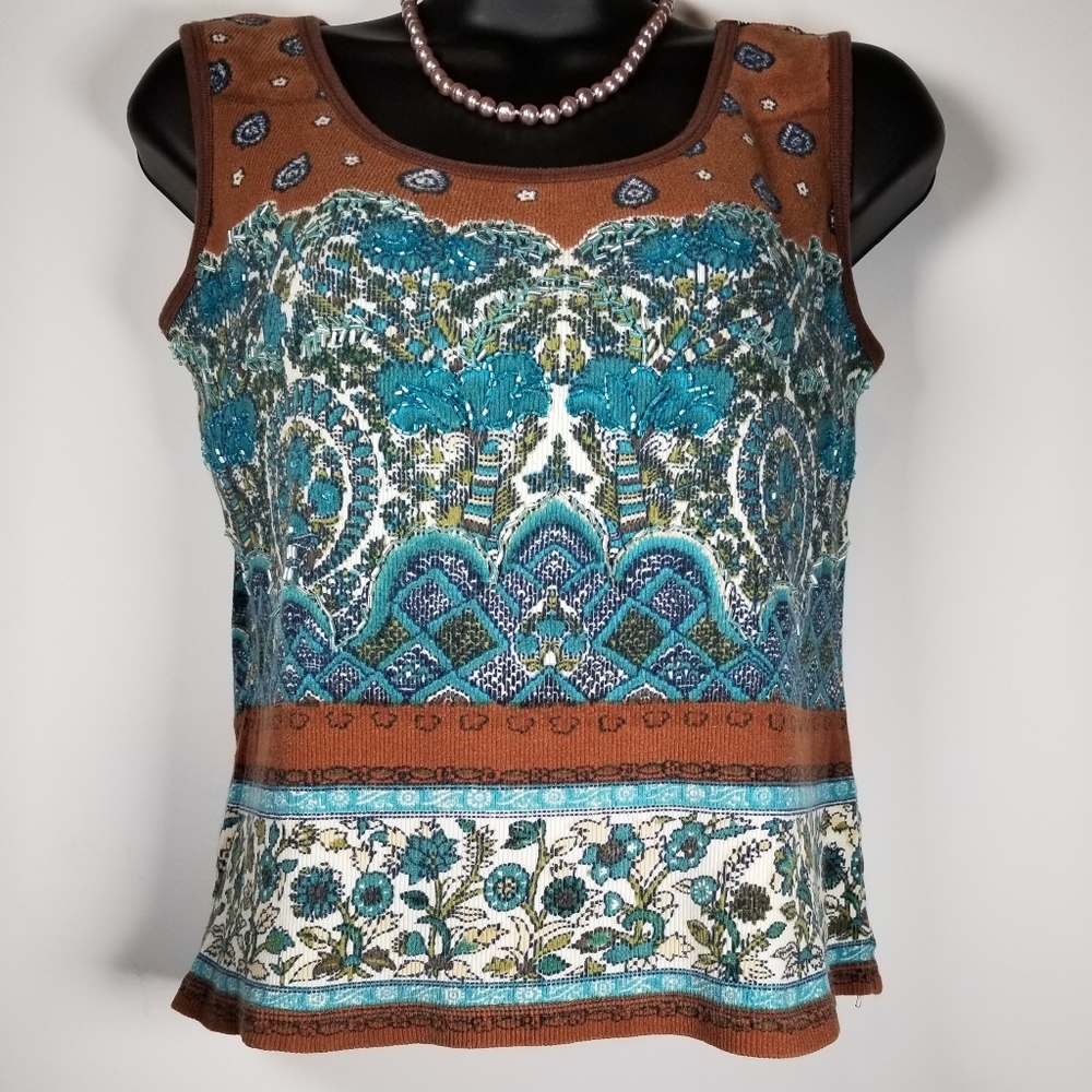 Beaded Paisley Tank, Size S